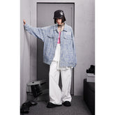 Unisex Jacket Spring and Autumn Denim Jacket Men and Women Couple Loose Lapels Jacket
